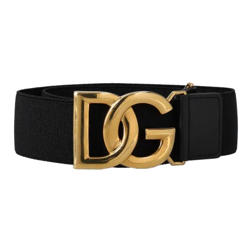 Dolce & Gabbana , Elastic Belt with Gold-Tone Buckle ,Black female, Sizes: