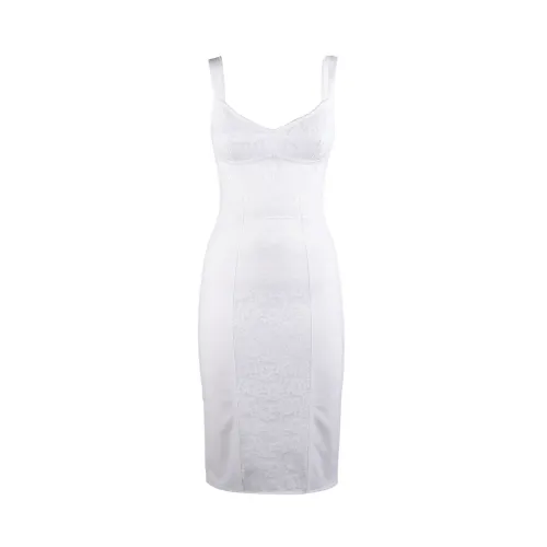 Dolce & Gabbana , Elegant Corset Midi Dress ,White female, Sizes: