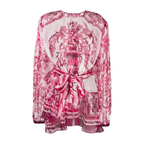 Dolce & Gabbana , Elegant Silk Blouse for Women ,Pink female, Sizes: