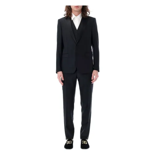 Dolce & Gabbana , Elegant Smoking Suit ,Black male, Sizes:
