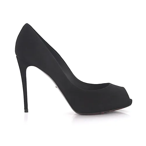 Dolce & Gabbana , Elevate Your Style with Leather Budapester Heels ,Black female, Sizes: