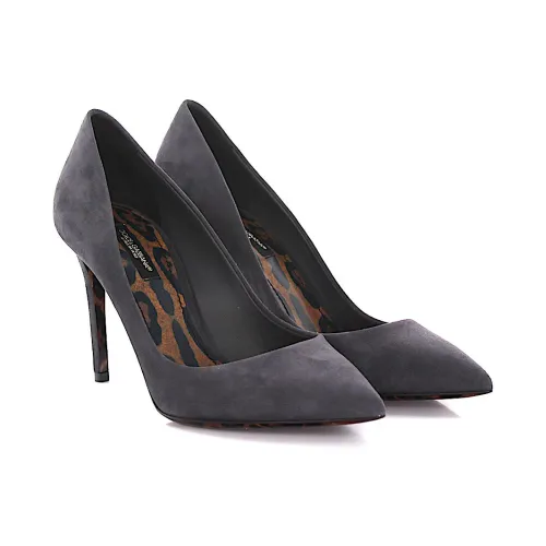 Dolce & Gabbana , Elevate Your Style with Leather Heels ,Gray female, Sizes: