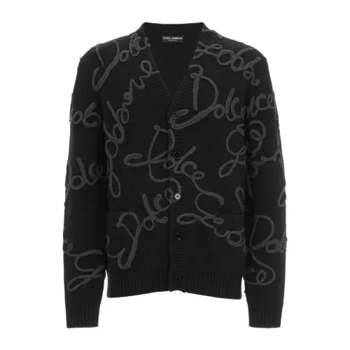 Dolce & Gabbana , Embroidered Cardigan ,Black male, Sizes: