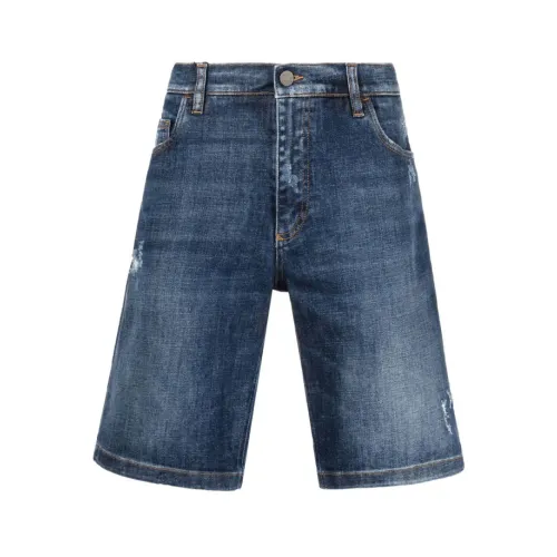 Dolce & Gabbana , Faded Denim Shorts with Distressed Details ,Blue male, Sizes: