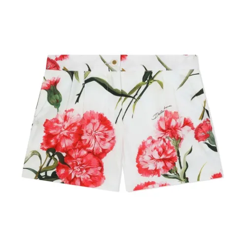 Dolce & Gabbana , Floral Print Cotton Shorts ,White male, Sizes: