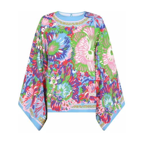 Dolce & Gabbana , Floral Print Silk Blend Top ,Multicolor female, Sizes: