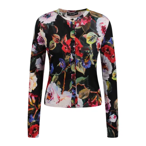 Dolce & Gabbana , Floral Print Silk Cardigan ,Multicolor female, Sizes: