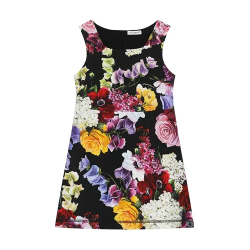 Dolce & Gabbana , Floral Print Sleeveless Dress ,Black female, Sizes: