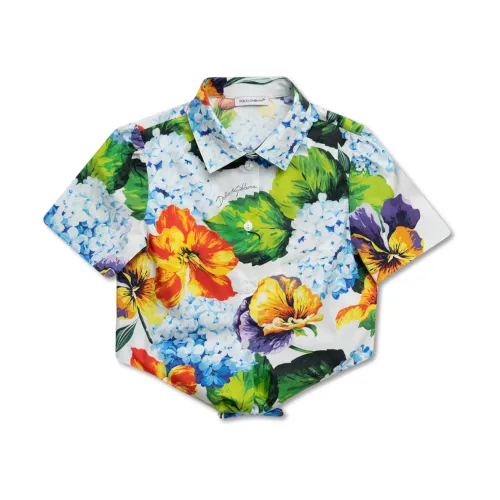 Dolce & Gabbana , Floral Shirt for Boys ,Blue male, Sizes: