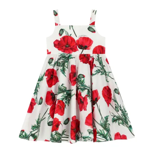 Dolce & Gabbana , Floral Sleeveless Dress for Kids ,White female, Sizes: