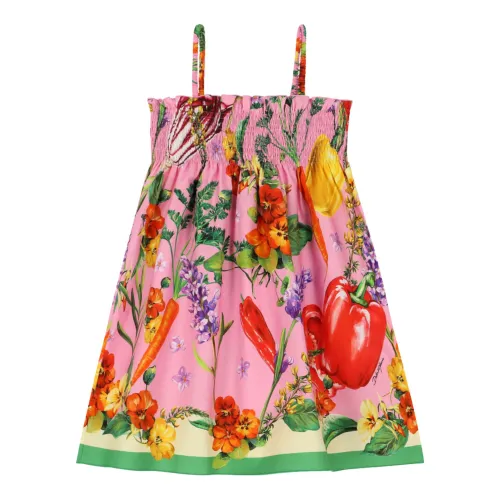 Dolce & Gabbana , Floral Square Neck Dress ,Pink female, Sizes: