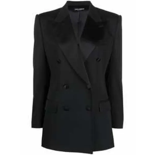 Dolce & Gabbana , Formal Blazer with Duchesse Silk Revers ,Black female, Sizes: