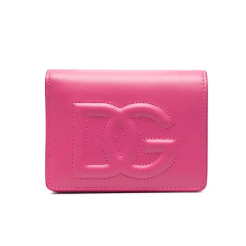 Dolce & Gabbana , Fuchsia Pink Leather Wallet with Embossed Logo ,Pink female, Sizes: ONE SIZE