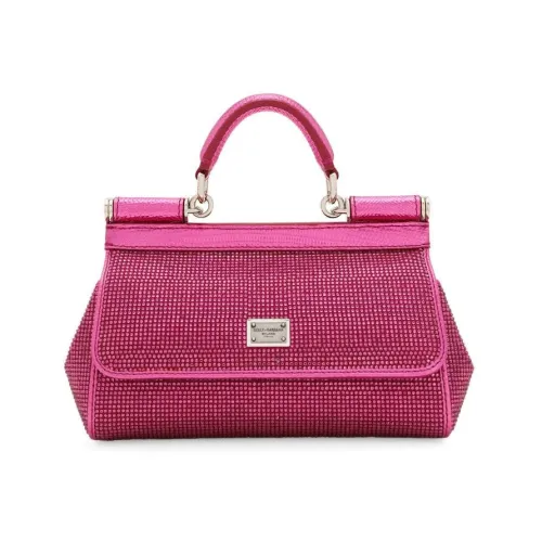 Dolce & Gabbana , Fuchsia Rhinestone Sicily Tote Bag ,Pink female, Sizes: ONE SIZE
