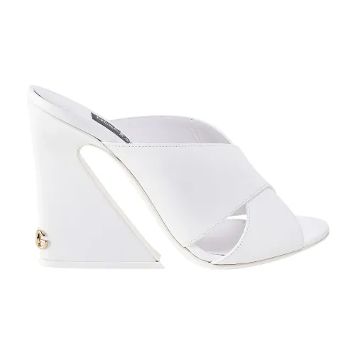 Dolce & Gabbana , Geometric Block Heel Sandals ,White female, Sizes: