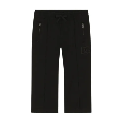 Dolce & Gabbana , Girls` Black Elastic Waistband Trousers ,Black female, Sizes: