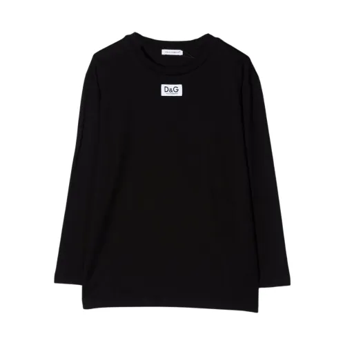 Dolce & Gabbana , Girls Black Logo Sweatshirt ,Black female, Sizes: