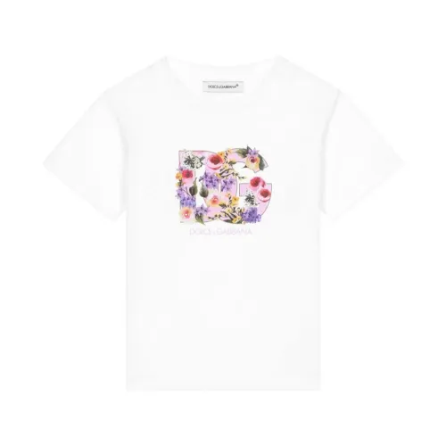 Dolce & Gabbana , Girl's Clothing T-Shirts & Polos W0800 Ss24 ,White female, Sizes: