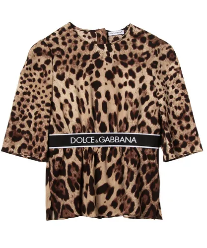 Dolce & Gabbana Girls Leopard Print Blouse Brown Silk