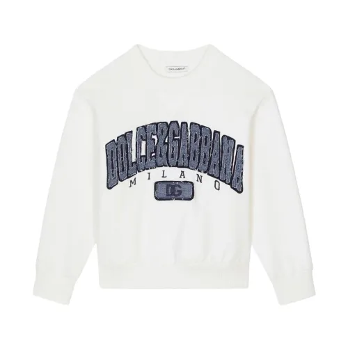 Dolce & Gabbana , Girls` White Logo Sweatshirt ,White female, Sizes: