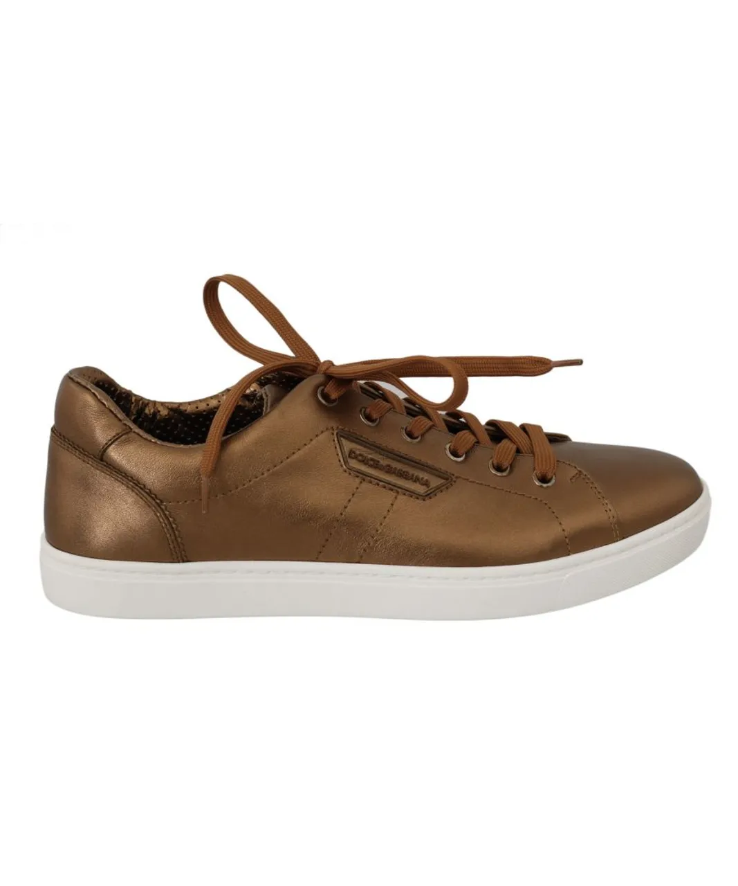 Dolce & Gabbana Gold Leather Mens Casual Sneakers - Black
