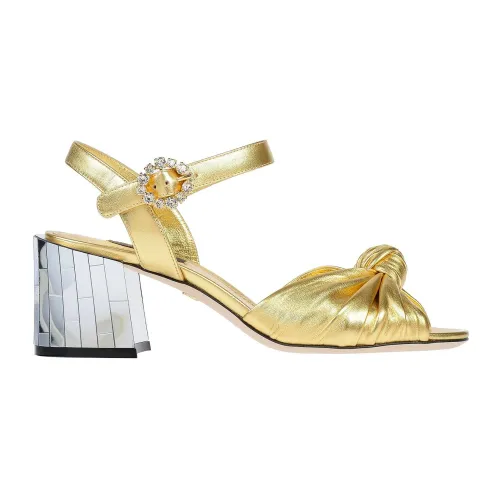 Dolce & Gabbana , Gold Leather Sandals - Keira Collection ,Yellow female, Sizes: