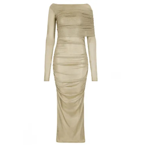 Dolce & Gabbana , Gold Mesh Lurex Dress ,Yellow female, Sizes: