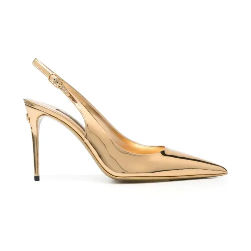 Dolce & Gabbana , Golden Heel Pointed-Toe Pumps ,Yellow female, Sizes: