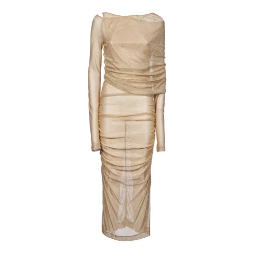 Dolce & Gabbana , Golden Pinafore Dresses ,Beige female, Sizes: