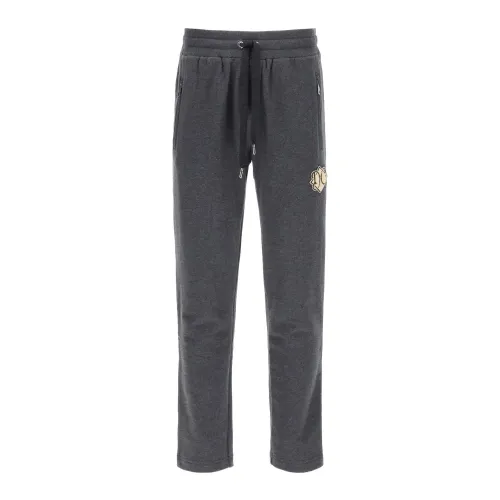 Dolce & Gabbana , Gray Cotton Jogging Pants for Men ,Gray male, Sizes: