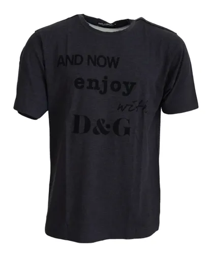 Dolce & Gabbana Gray Crewneck Cotton Short Sleeve Mens T-shirt - Grey