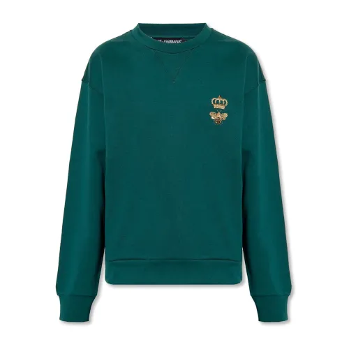 Dolce & Gabbana , Green Sweatshirt with Embroidery Detail ,Green male, Sizes: