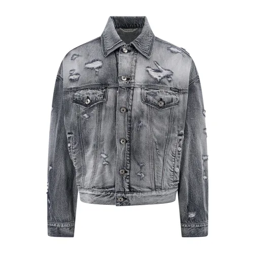 Dolce & Gabbana , Grey Cotton Jackets & Denim Jacket ,Gray male, Sizes: