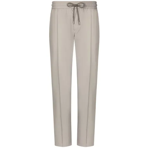 Dolce & Gabbana , Grey Trousers with Elasticated Waistband ,Gray male, Sizes: