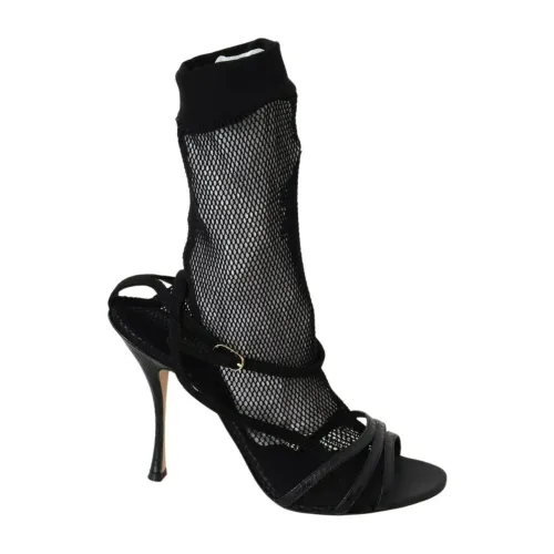 Dolce & Gabbana , High Heel Sandals with Crossed Straps ,Black female, Sizes: