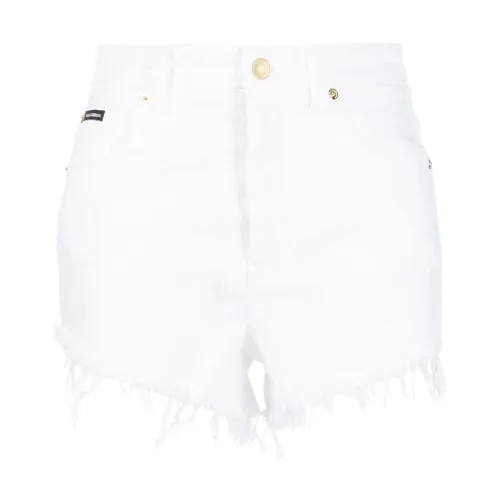 Dolce & Gabbana , High-Waisted Frayed Denim Shorts ,White female, Sizes: