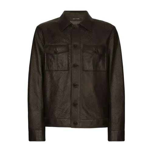Dolce & Gabbana , Jacket in contrasting fabrics ,Brown male, Sizes: