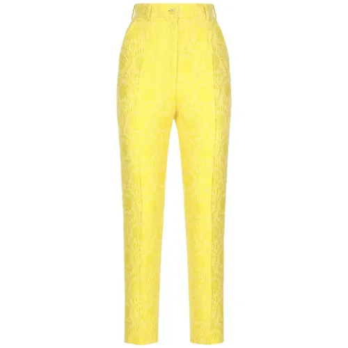 Dolce & Gabbana , Jacquard Dress Pants ,Yellow female, Sizes: