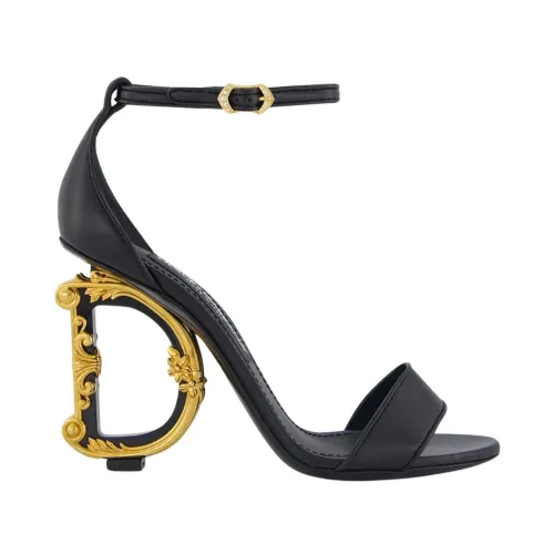Dolce & Gabbana , Keira Baroque Logo 105mm Sandals ,Black female, Sizes: