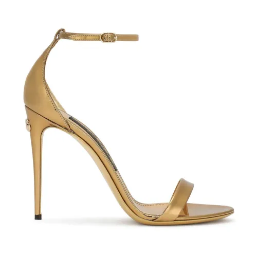 Dolce & Gabbana , Keira Metallic High Heel Sandals ,Yellow female, Sizes: