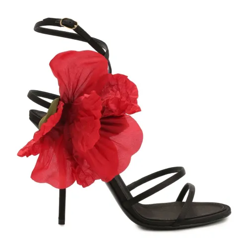 Dolce & Gabbana , Keira Silk Satin Sandals ,Black female, Sizes: