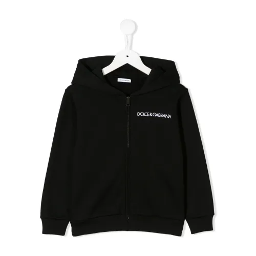 Dolce & Gabbana , Kids` Black and Grey Hooded Sweatshirt ,Black male, Sizes:
