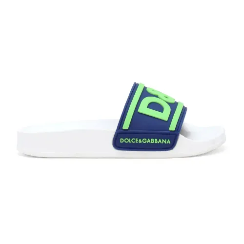 Dolce & Gabbana , Kids Blue Sandals with Green Logo ,Blue male, Sizes: