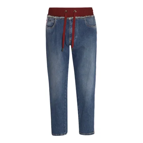 Dolce & Gabbana , Kids Denim Jeans with Red/White Logo Band ,Blue male, Sizes: