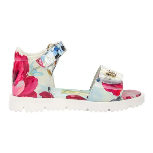 Dolce & Gabbana , Kids Leather Sandals Fantasy Print ,Multicolor female, Sizes: