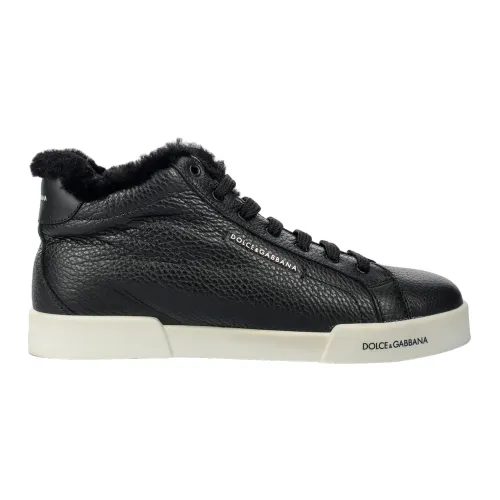 Dolce & Gabbana , Kids Leather Sneakers for Daily Adventures ,Black male, Sizes: