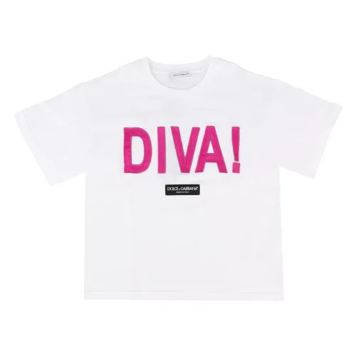 Dolce & Gabbana , Kids Logo Print T-Shirt ,White female, Sizes: