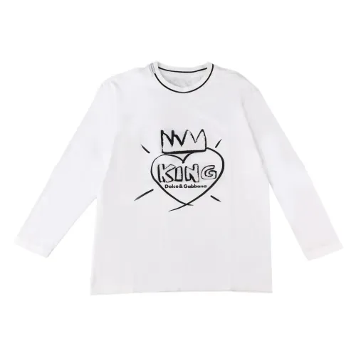 Dolce & Gabbana , Kids Long Sleeve Cotton T-Shirt ,White female, Sizes: