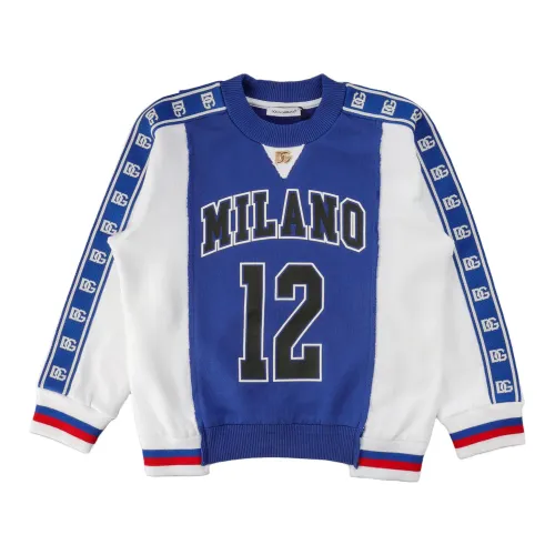 Dolce & Gabbana , Kids Sweatshirt - Blue - Regular Fit ,Blue male, Sizes: