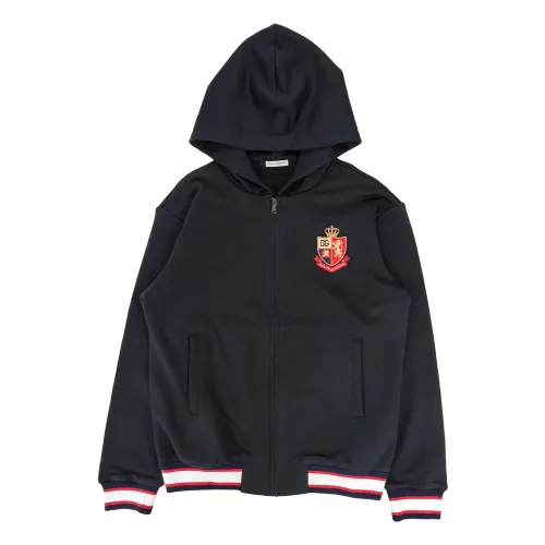 Dolce & Gabbana , Kids Sweatshirt with Zip Hood ,Black male, Sizes: